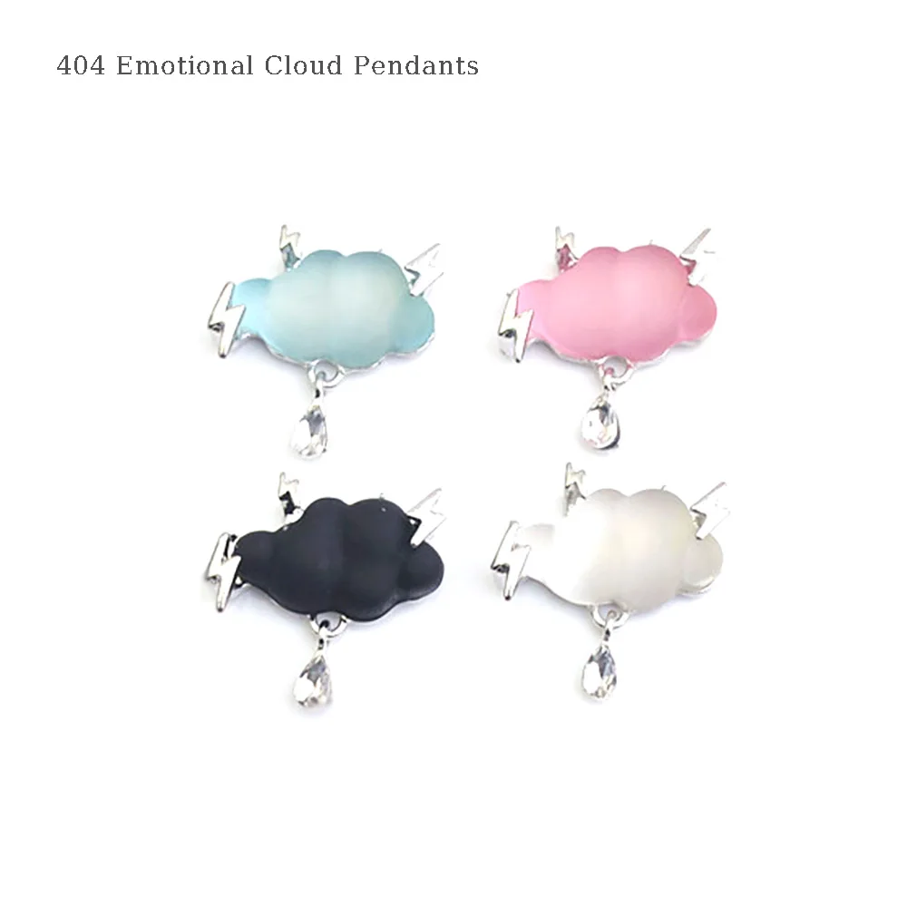 

30pcs Niche emo Design Overcast Cloud Pendants Sweet Sad Large Cloud Lightning Shaped Charms Nail Tip Wholesale Ornaments 404art