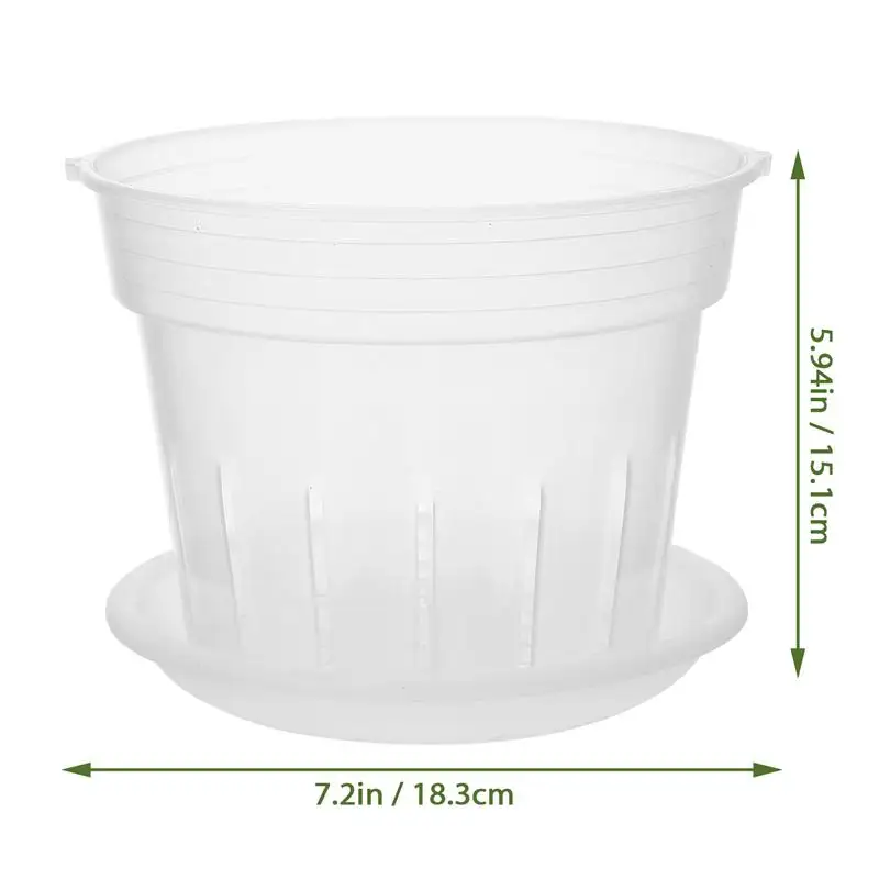 1set Orchid Pots With Holes Ventilate Holes Flowerpot Plastic Planter Plant Pots Clear Flower Pot With Tray 