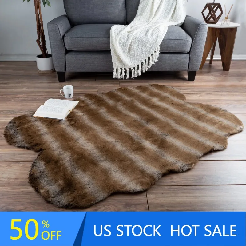 

Faux Sheepskin Area Rug - 4x5 Shag (Ombre Brown)