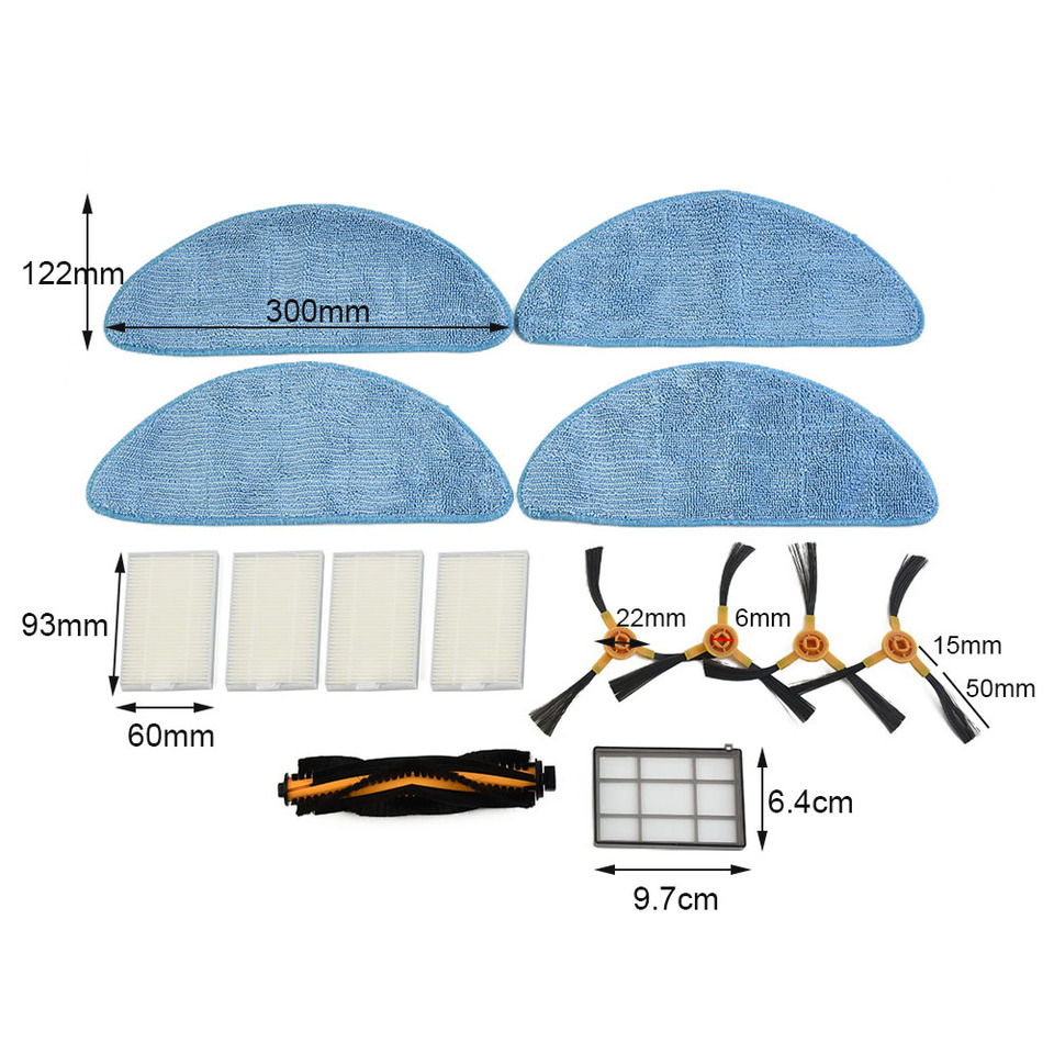 For AENO RC3S / AENO RC2S Robot Vacuum Cleaner Spare Parts Accessories Main Brush Side Brush Filter Primary Filter Mop Pads