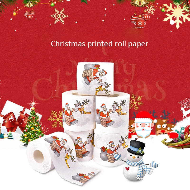 Christmas Pattern Color Toilet Paper Santa Christmas Tree Printed Tissue Home Gifts Navidad Happy New Year Gift