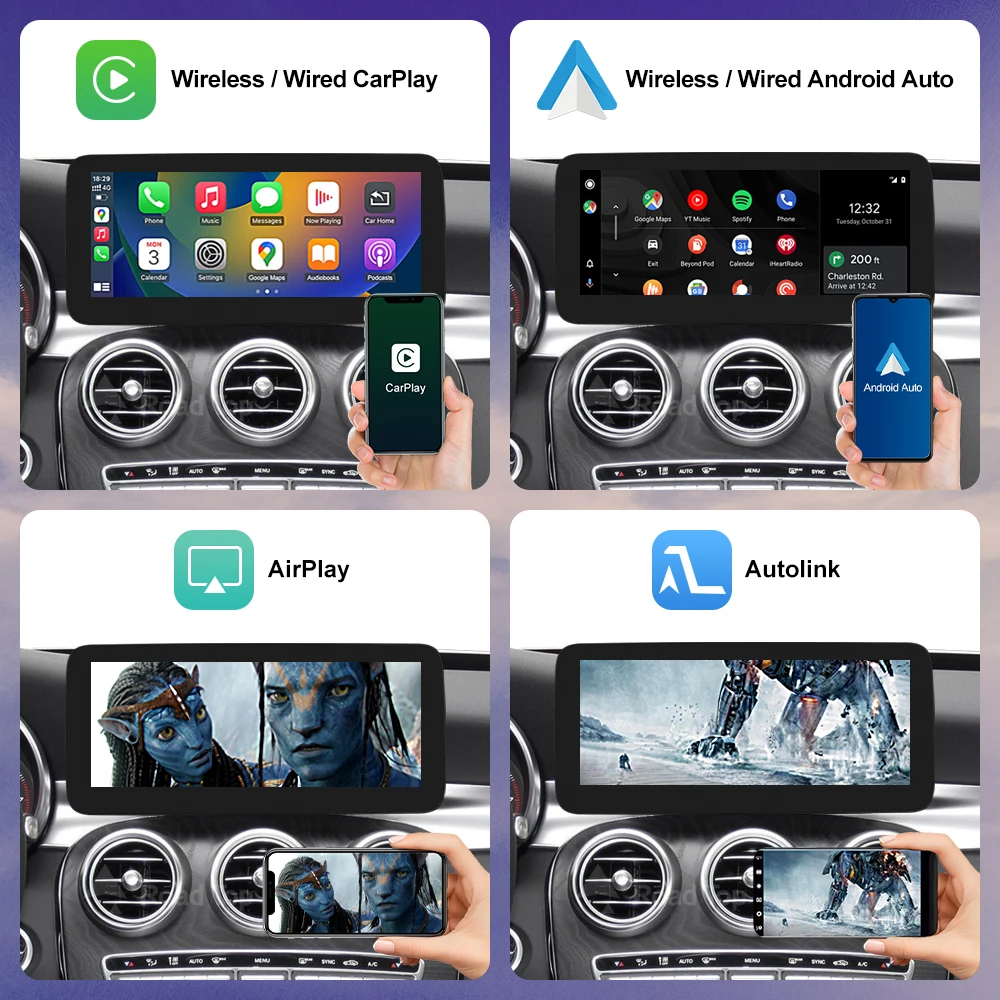 Wireless Carplay Linux Screen for Mercedes Benz W205 GLC A C V Class W447 CLA GLA 2015-2019 GPS With Android Auto Car Multimedia 4