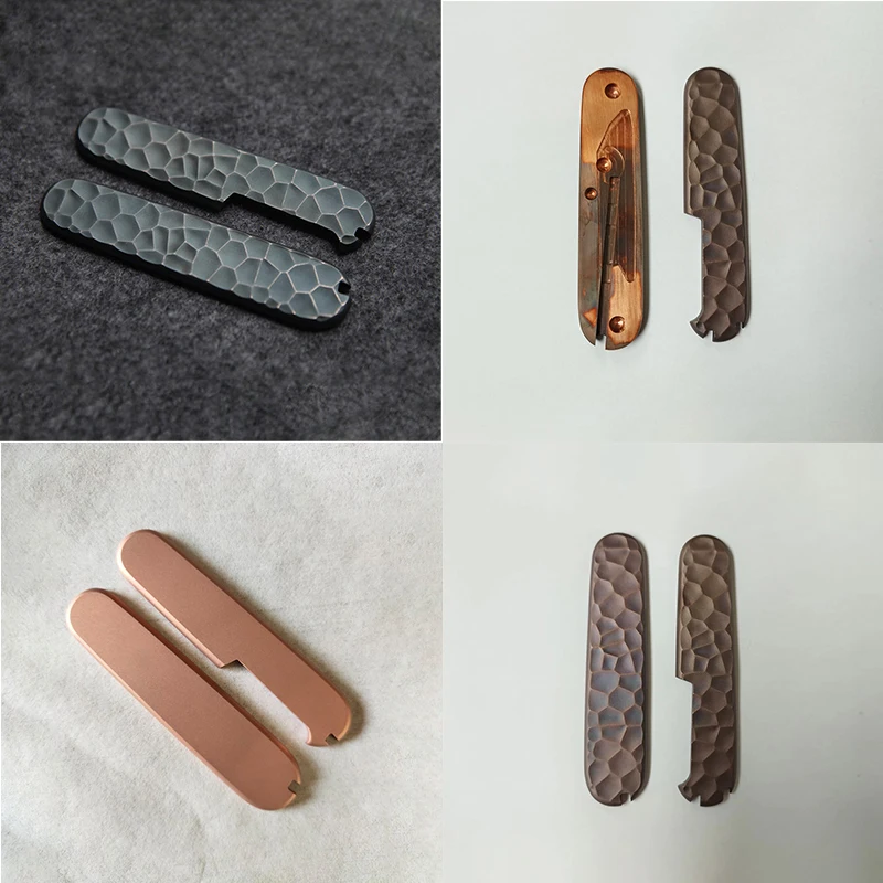 

1 Pair Red Copper Material Knife Handle Scale Patches for 91MM Victorinox Swiss Army Knives Stone Stria Pattern DIY Make Part