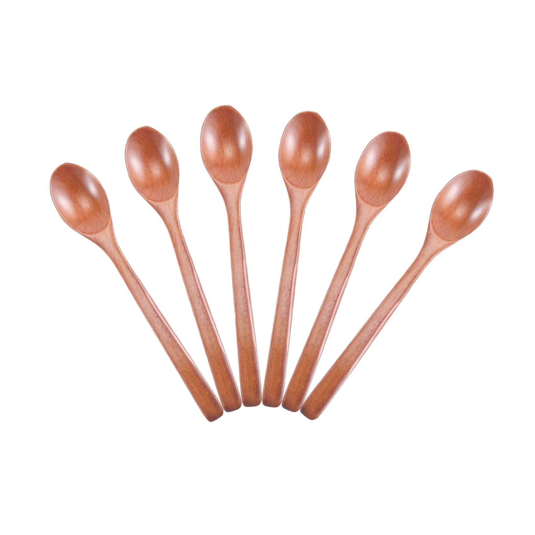 

Wooden Spoons 6 Pieces Wood Soup Spoons for Eating Mixing Stirring Long Handle Spoon Kitchen Utensil