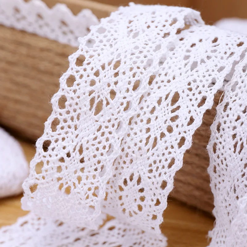 

Cotton Embroidered Lace Trim Ribbon Vintage Ivory White Wrapping Ribbons For DIY Sofa Decor Handmade Hair Bow Craft Accessories