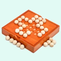 Marble Solitaire Board Game Wood Single Player Chess IQ Logic Challenges for Adults Kids Great Idea For Travel Party Family Fun 1