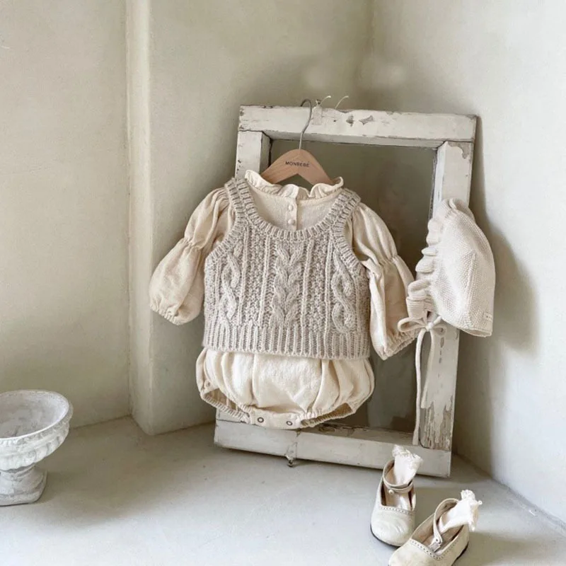 Children Vest Infant Baby Girl Knit Vest Sleeveless Sweater