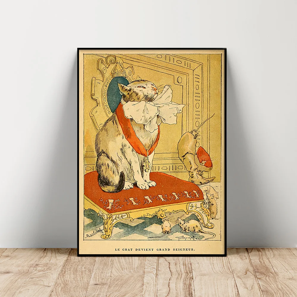 Felician Myrbach Print Art Poster A Great Lord Canvas Painting Cat Animal Portait Wall Picture Decor