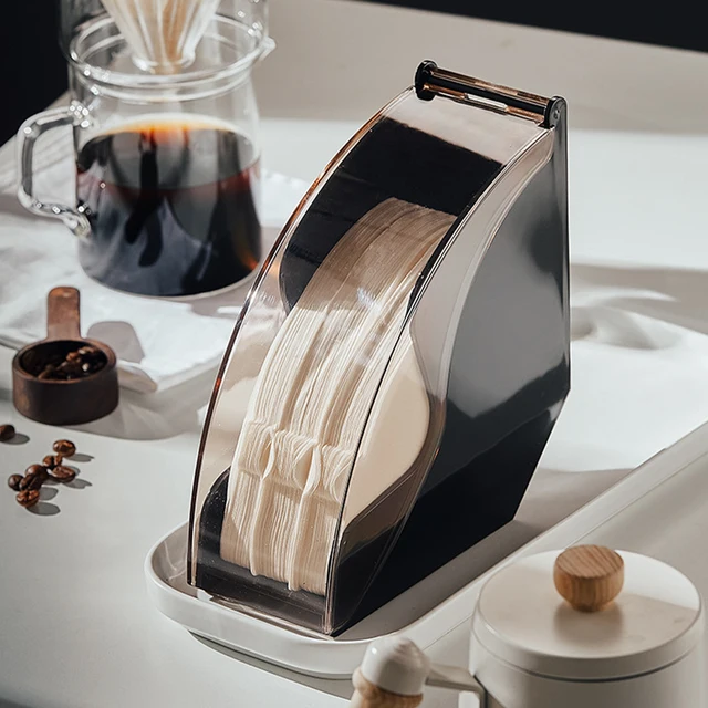 Kúp Kávé Szűrő Papír Adagoló Doboz Műanyag Kéz Csepegtető Tároló Porálló Szűrőpapír Tartály Tartó - Image 3