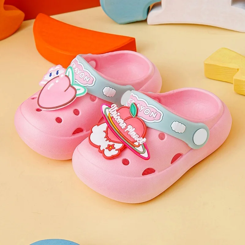 Children Hole Slippers Kids Lovely Cartoon Pattern Indoor Shoes Girls Boys Beach Sandals Non-slip Soft Bottom Babies Footwear