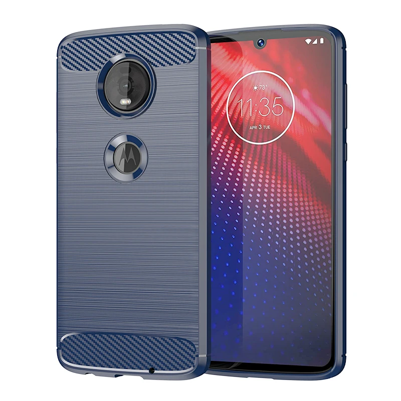 Shockproof Silicone Case For Moto Z4 Play Armor Soft Phone Cover For moto z2 MOTO Z2 Force Carbon Fiber Case