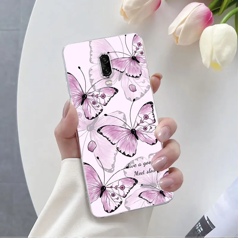 Luxury Marble Butterfly Flower Clear Soft Silicone Protective Phone Case