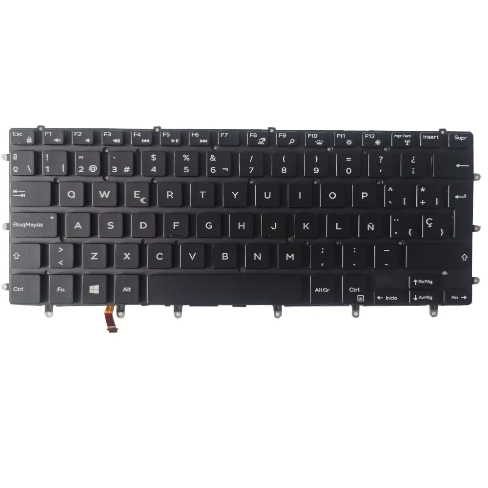 Teclado Espanhol Retroiluminado para Dell Xps 15 9550 9560 9570 7590 Lpatop sp Preto Novo - Imagem 2
