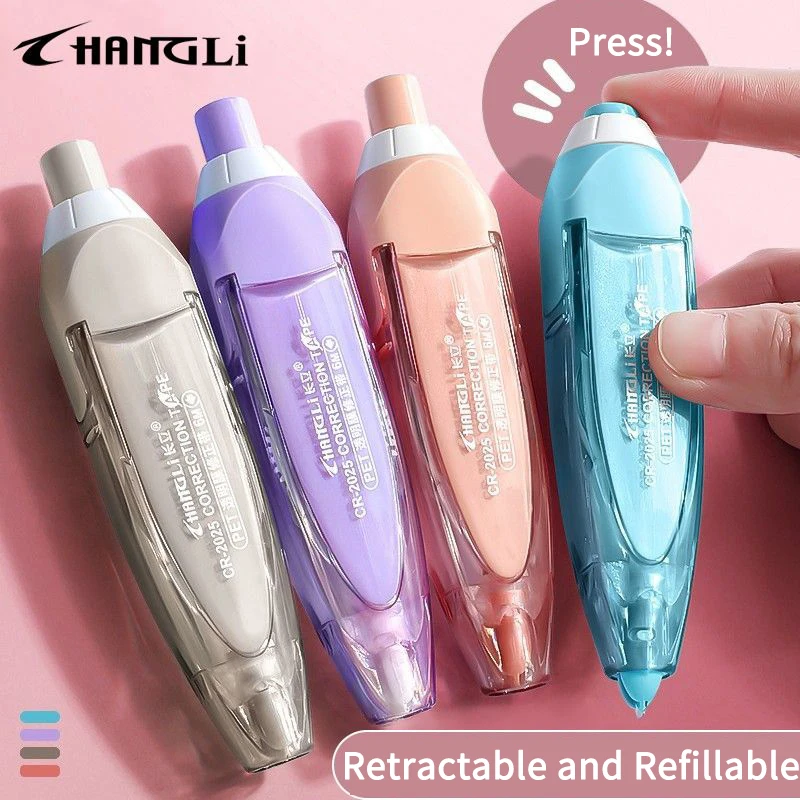 Retractable Correction Tape White Out Refillable Tape Applicator 8 Replacement Whiteout School Office Supplies