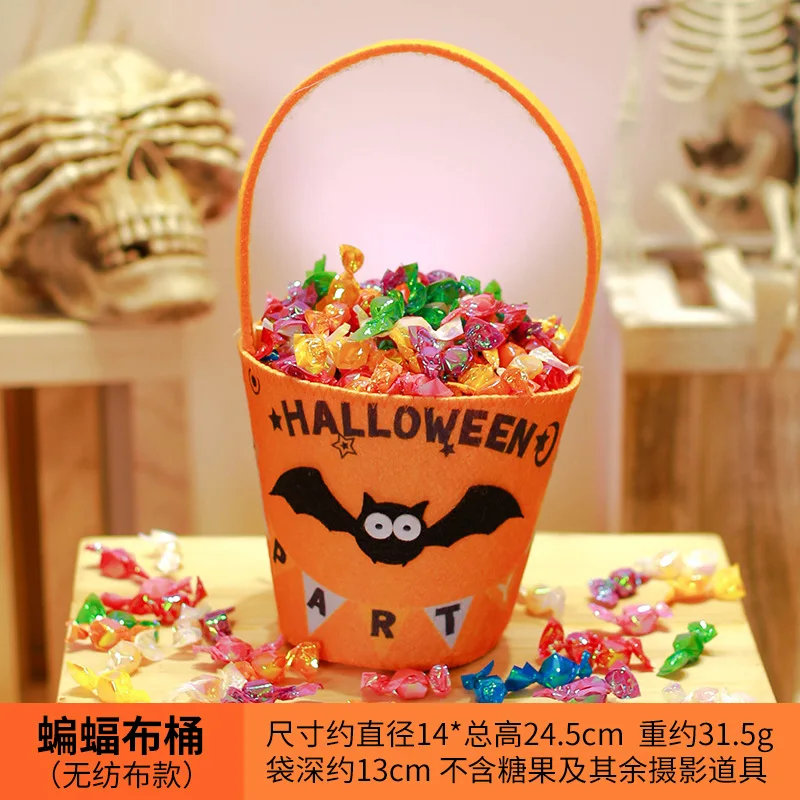thumbnail image 1 of Bolsa de cubo de caramelos con temática de Halloween, cesta de caramelos portátil, cubo de dulces para niños, suministros de decoración para fiestas de Halloween, 1 of 5