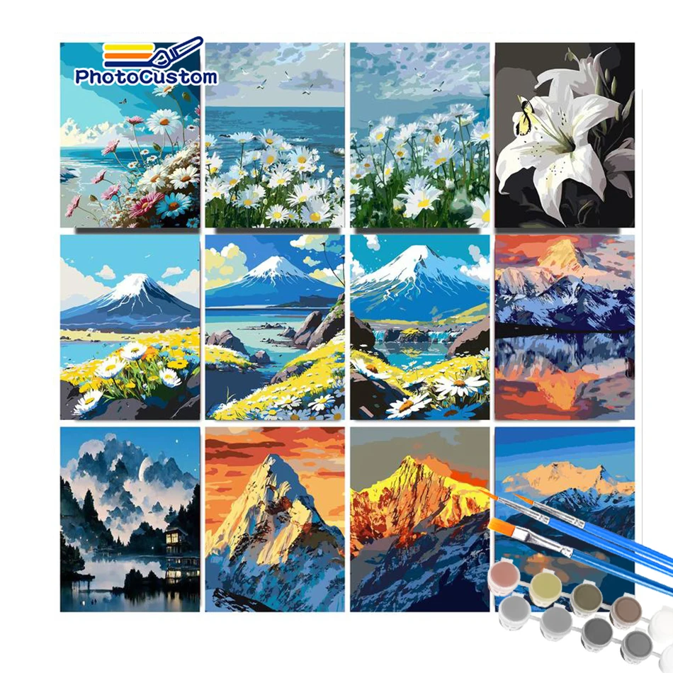 

PhotoCustom Paintings By Numbers Flower DIY Coloring Paint Home Decoration On Canvas Painting For Living Room Artwork Gift