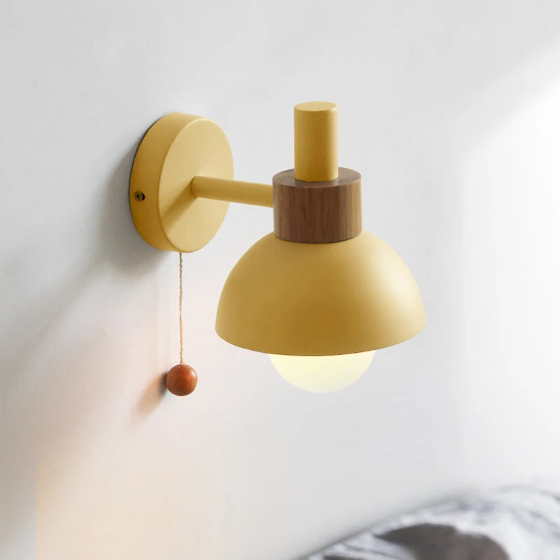 

LED wall lamp with switch modern wood sconce lights indoor lighting home decor Bedside bedroom living room kitchen with bulb