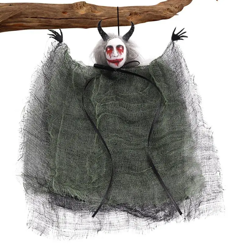 

Flying Ghost Decoration Terrifying Yard Evil Ghost Ornament With Horror Horns Halloween Window/Door Decorations For Garden