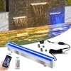 60/90/120cm Waterfall Blade Spillway Stainless steel Fountain Spa Water Descent RGB Wall Mounted Decorative Colorful 1