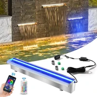 60/90/120cm Waterfall Blade Spillway Stainless steel Fountain Spa Water Descent RGB Wall Mounted Decorative Colorful 1