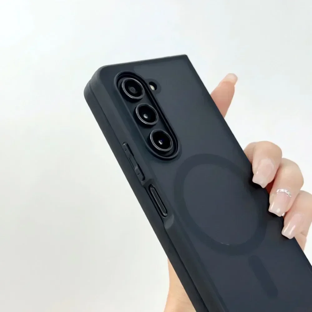 Translucent Magnetic Shockproof Folding Case with Wireless Charging Compatibility