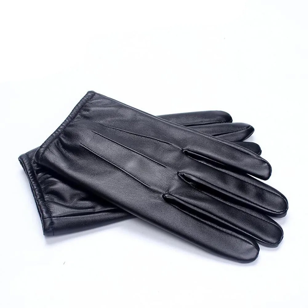 

Autumn Winter Men Outdoor Gloves PU Leather Thin Touches Screen Keep Warm Police Search Driver Man Full Finger Glove NOV99