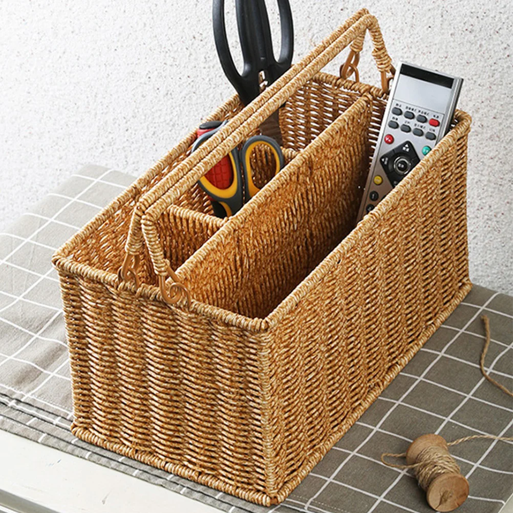 

Imitation Rattan Woven Portable Storage Basket Woven Storage Organizer Portable Storage Baskets