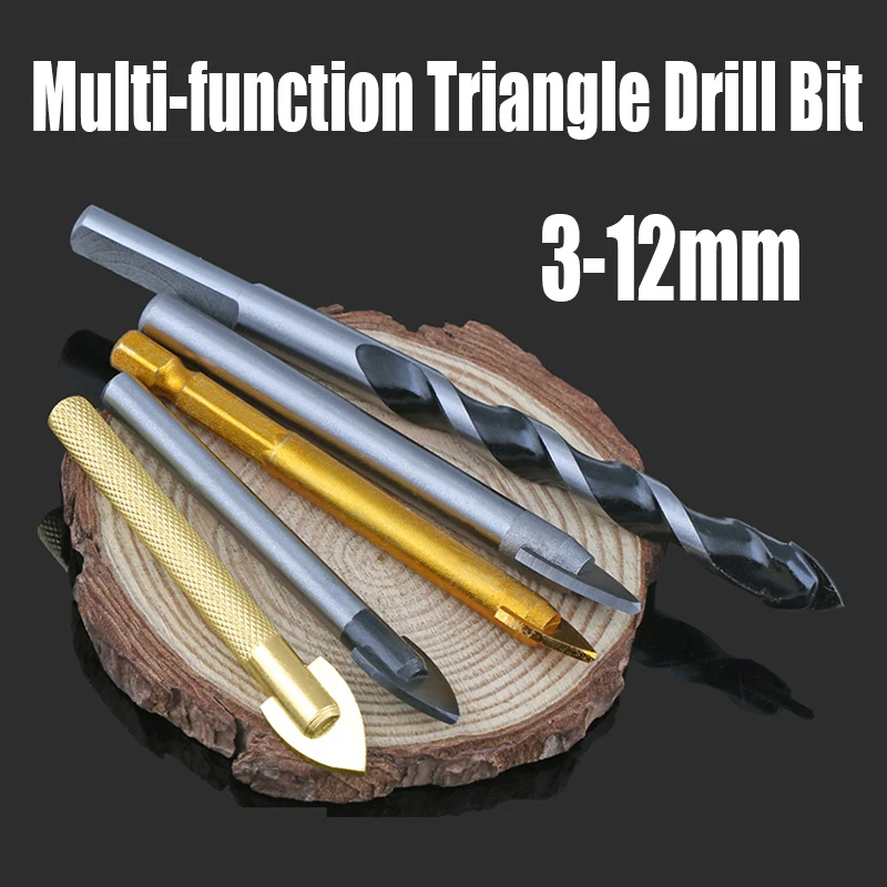 1PC 3-12mm Multi-function Triangle Drill Bit Twist Drill Bit Chrome Steel Hole Opener For Glass/Wood/Concrete/Walls/Tile Opening 3 12mm multifunctional glass drill bit triangle diamond drill set ceramic tile concrete brick wood punching hole saw metal drill