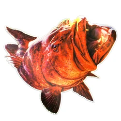 Autocollants imperméables de 20cm, Laser, Flash, mérou, bar, perche, thon, calmar, poisson de mer, océan, pêcheur, bateau, ordinateur portable, moto, voiture 