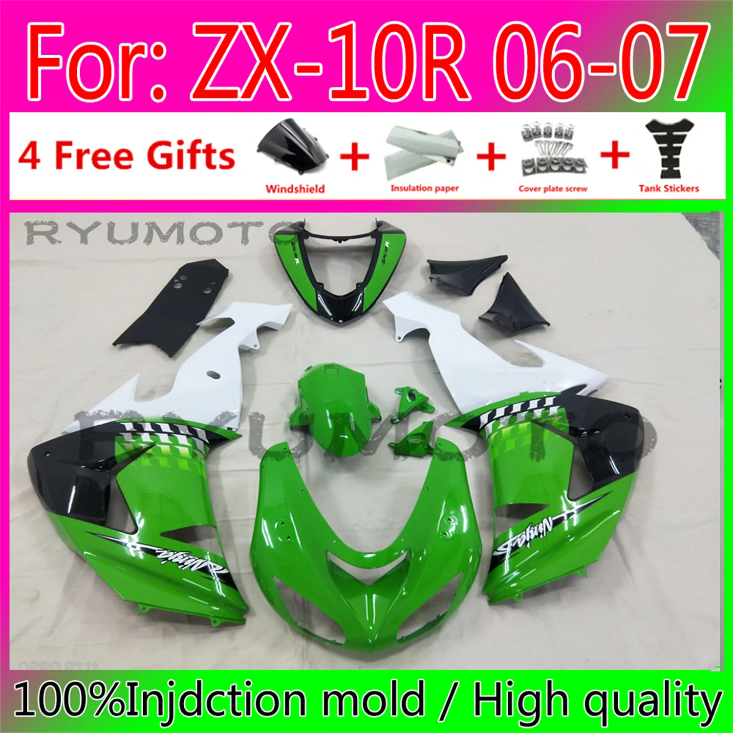 

Motorcycle ABS Injection Molding Bodywork Fairings For Kawasaki ZX10R 2006 2007 ZX10R 06 07 Plastic Fairing