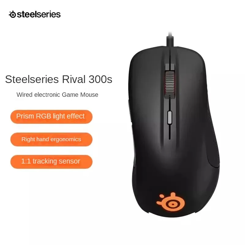 Mouse Gaming com Fio Botões Iluminação Rgb Truemove Sensor Óptico Usb 7200 Cpi Original Steelseries-rival300s