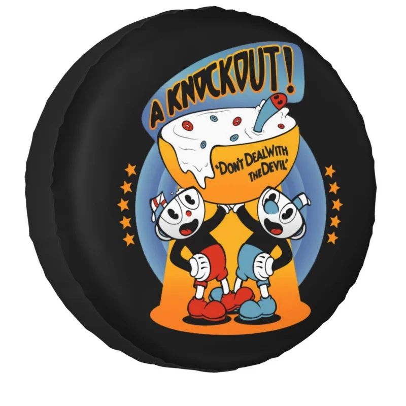 

Hot Game Cuphead Mugman Spare Tire Cover Bag Pouch for Suzuki Mitsubish Waterproof Car Wheel Covers