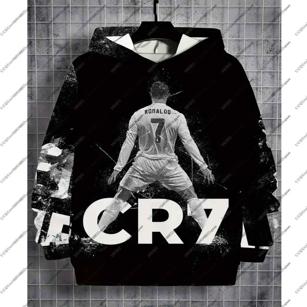 가을 겨울 스포츠 축구 티셔츠 남성 아동용 상의 축구 R-호날두 캐주얼 소년 CR7 티셔츠 스웨트셔츠 풀오버 후드티 염소 선물