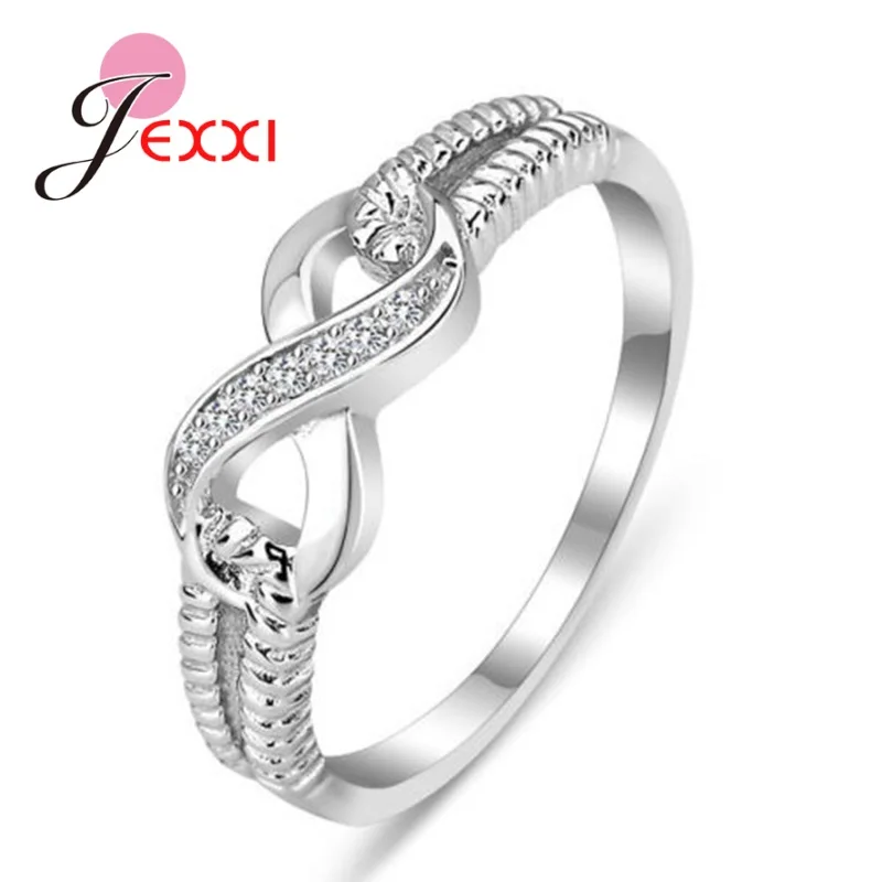 Novel Design Figure 8 Shape Round Finger Rings For Women Girls Promise Rings Sterling Silver 925 Elegant Wedding Jewelry silver ring wedding rings silver rings
