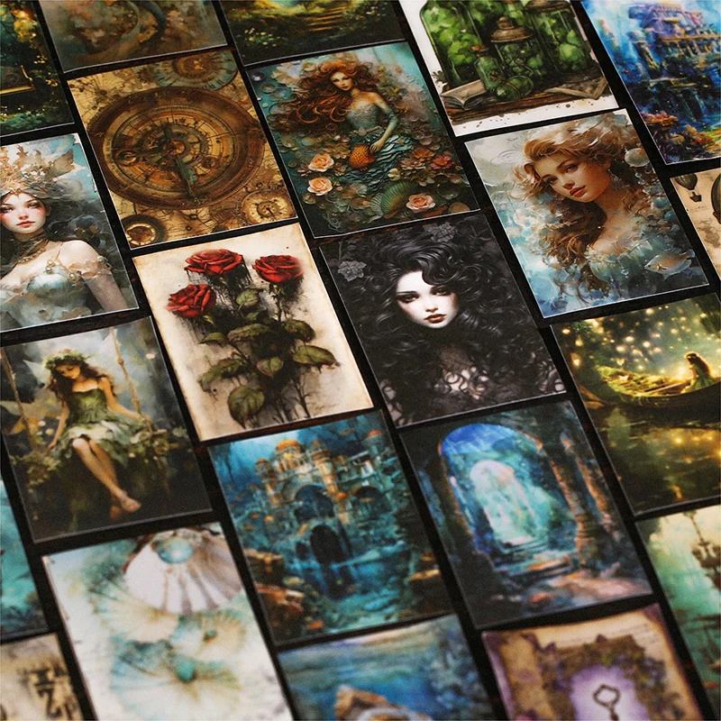 50-Piece Vintage Scrapbooking and Crafting Decor Sticker Set