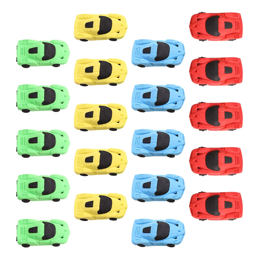 

20pcs Portable Cartoon Erasers Unique Car Shaped Erasers Students Erasers