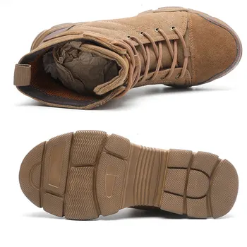 SUADEX Steel Toe Boots for Men Work Boots Indestructible Work Shoes Desert Safety Boots Safety Shoes 36-48 4