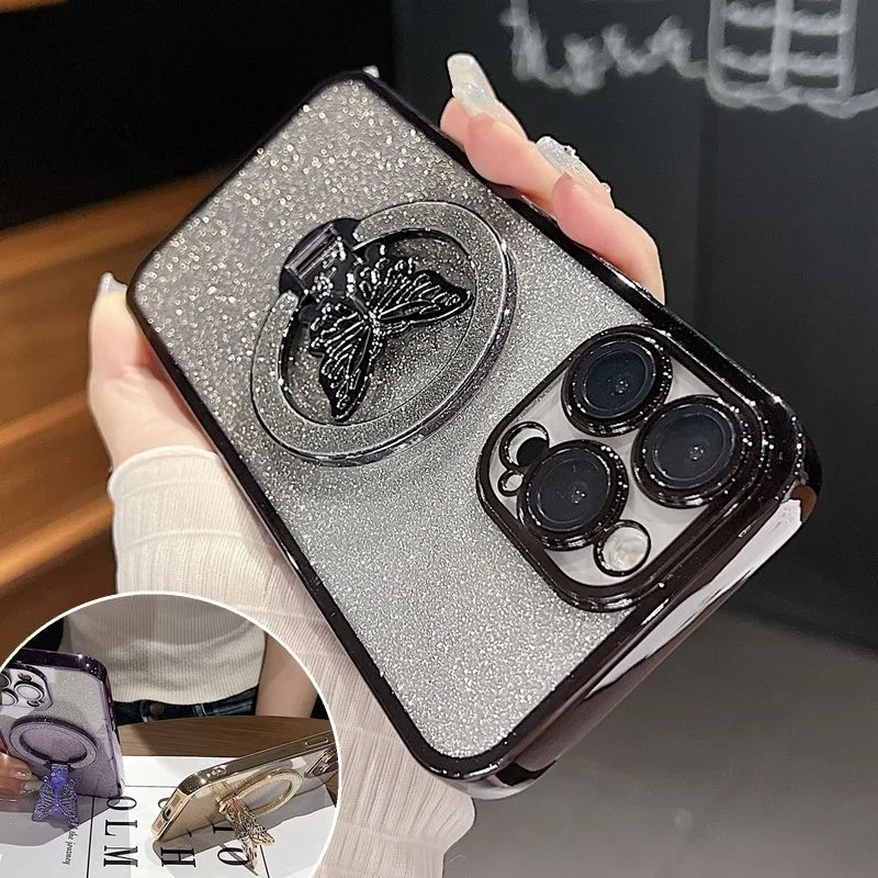 Butterfly Ring Stand Phone Case with Enhanced Grip and Stylish Protection