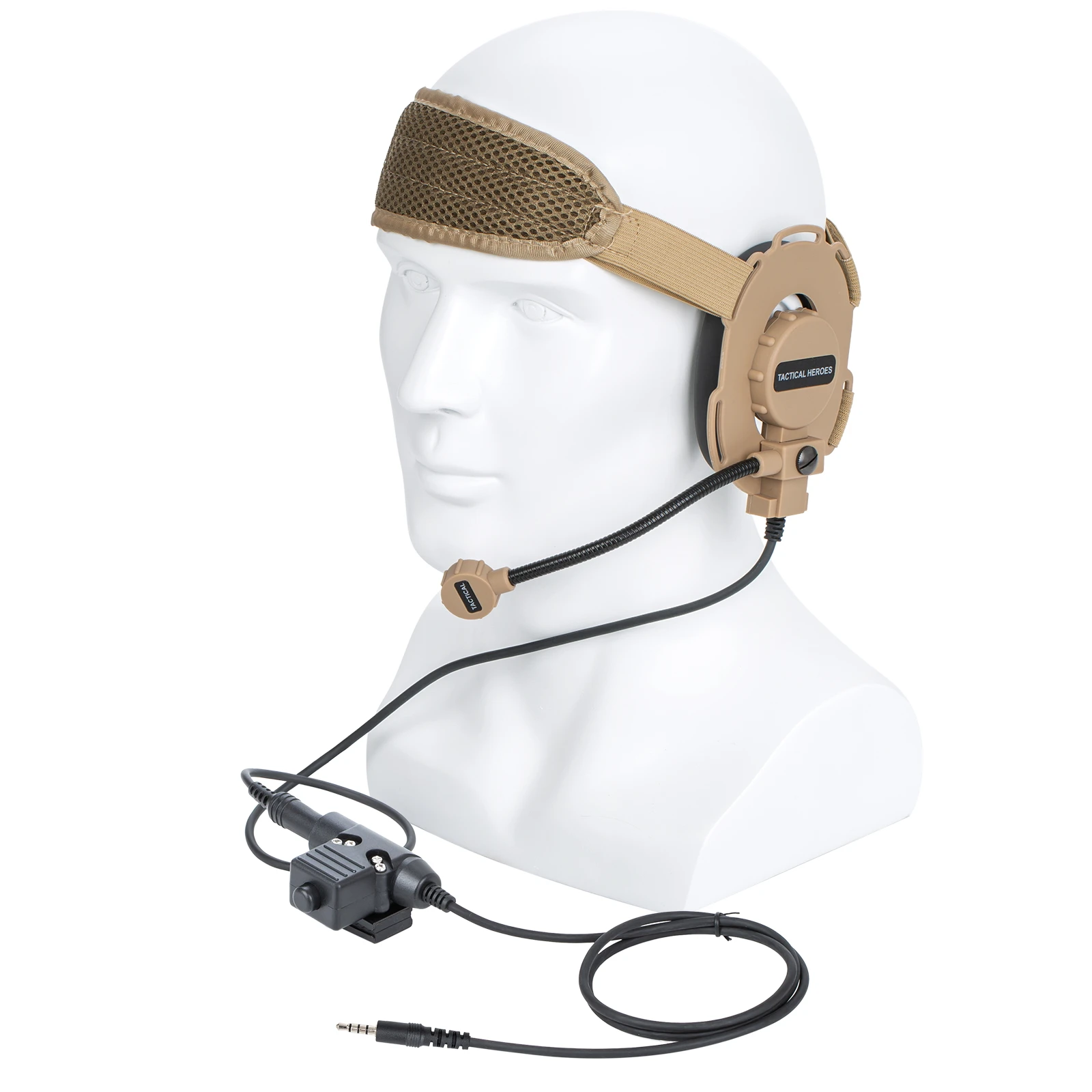 brown HD03 Tactical Bowman Elite II Headset Microphone with 3.5mm Jack U94 PTT for iPhone Samsung HTC walkie talkie Radio