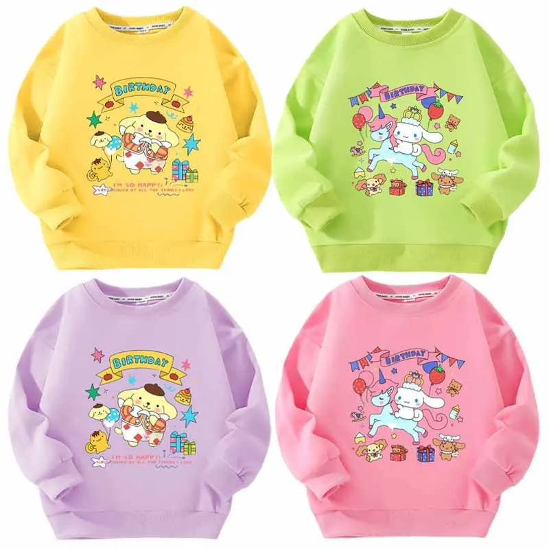 

Sanrios аниме Cinnamoroll Purin Dog, милый детский свитер с длинным рукавом, осенняя одежда, свитер, пуловер