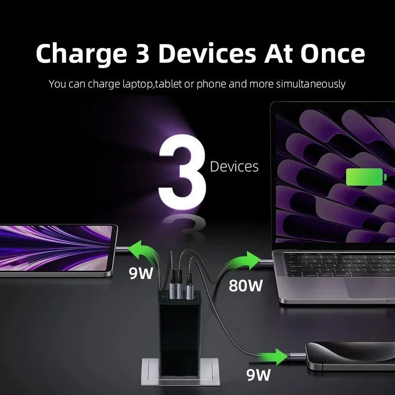 Powerful 100W GaN USB-C Fast Charger with Quick Charge Technology