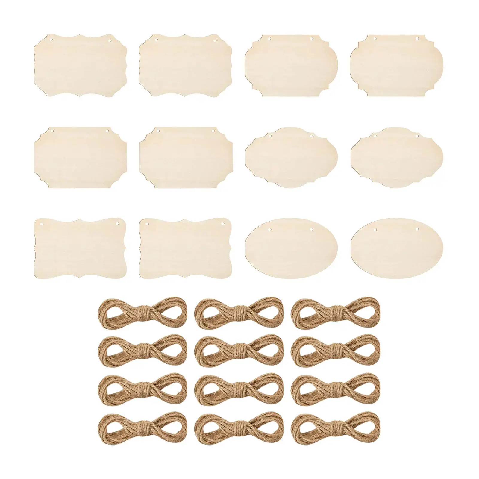 

12 Pieces Blank Wooden Plaque DIY Unfinished Hanging Wood Sign for Painting