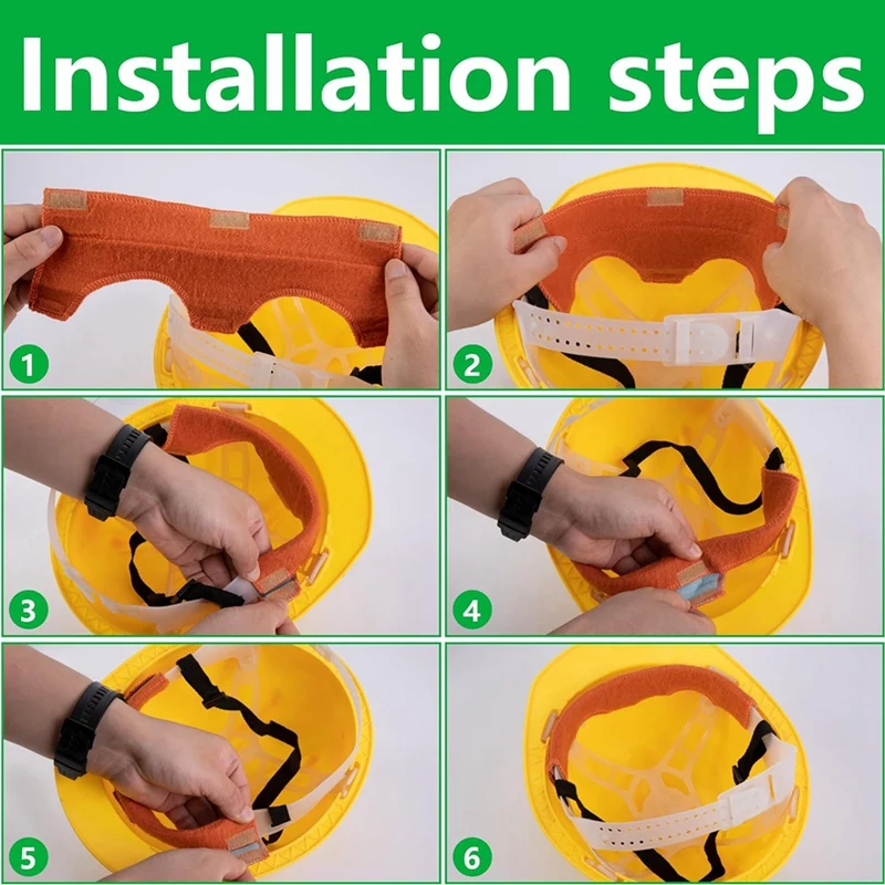 ABUP-Hard Hat Sweatband- Cotton Washable Hard Hat Self Adhesive Sweat Band Liner Reusable Hard Helmet Sweat Pads