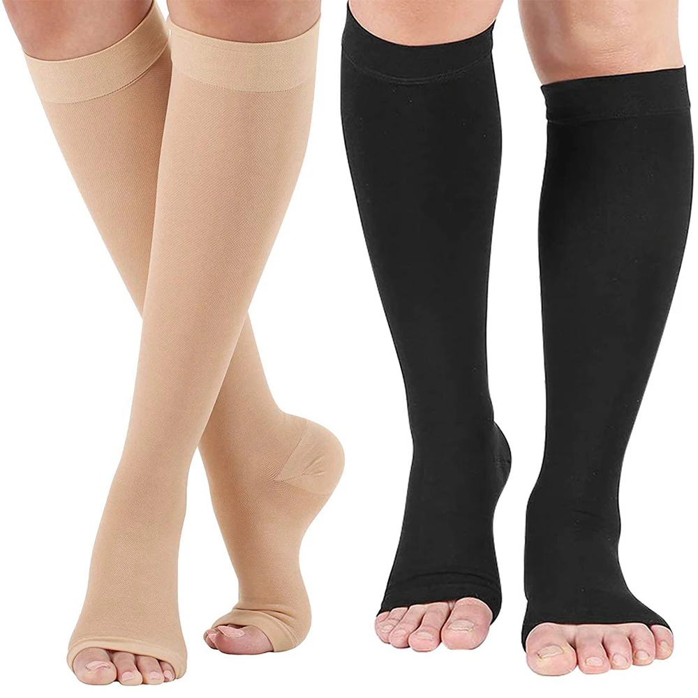 1 paio Plus Size S-7XL Running Athletics Compression Sleeves Leg Calf Men 30-40mmHg calze senza dita calzino per vene Varicose