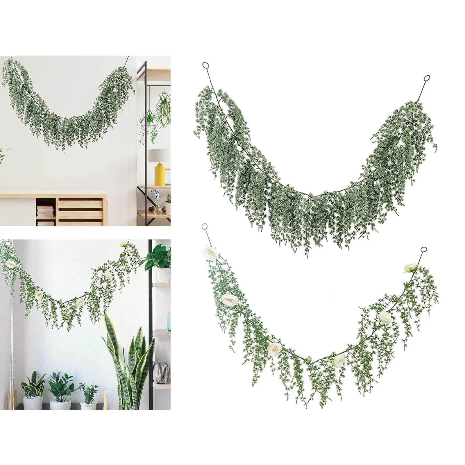 Artificial Vines Faux Garland Plants Artificial Greenery Garland for Tree Decoration Winter Table Runner Fireplace Christmas