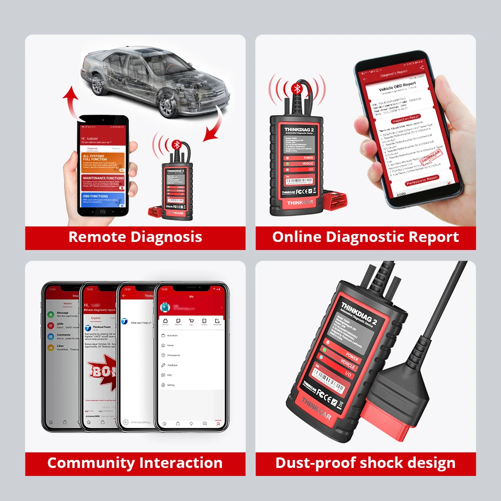 car battery charger price 2022 Newest ThinkDiag 2 ALL software 1 Year Free Update Auto Diagnostic tool support CAN FD ECU Coding Active Test OBD2 Scanner small car inspection equipment