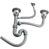 1Pc Sewer Pipe Single Double Groove Kitchen Bathroom Flexible Sink Drains Downcomer Wash Basin Plumbing Hose Pipe Tube Fittings 1