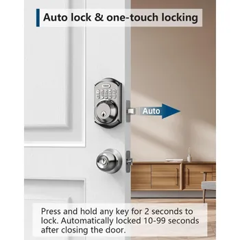 Keyless Entry DoorLock with Keypad -Smart Deadbolt Lock for Front Door with 2 Keys - Auto Lock -Easy Installation - Satin Nickel 3