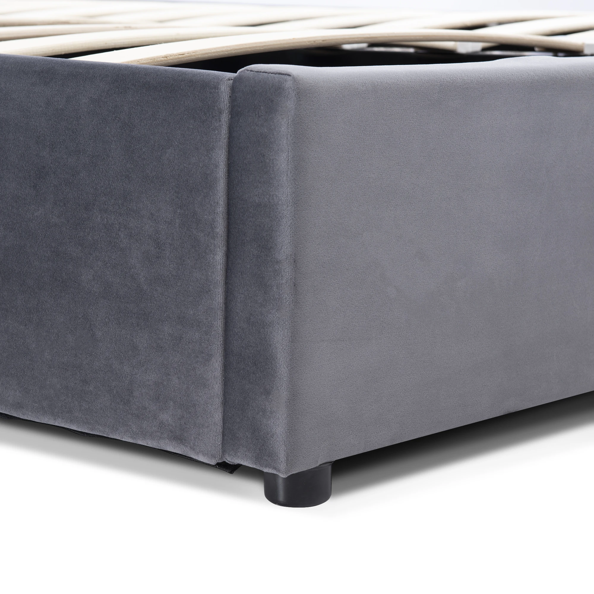 KOMHTOM Hydraulisch Polsterbett Doppelbett 140x200 cm, Verstellbares Kopfteil, mit großem Stauraum, Samtbezug, ohne Matratze – Detail 9