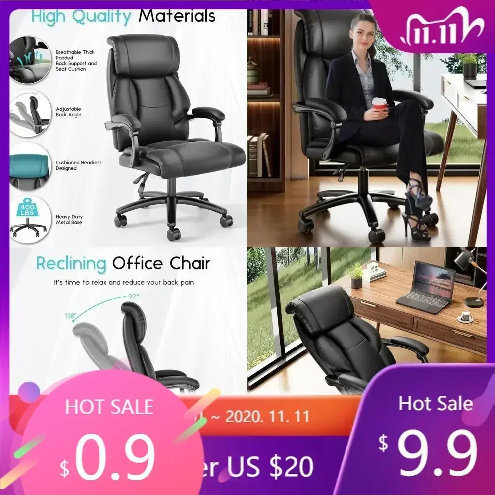 luxurious high-back leather desk chair with wide seat for executive comfort